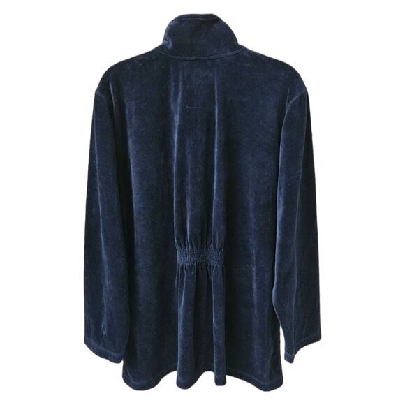 THREE HEARTS Plus Size Navy Blue Velvet Jacket - Picture 7 of 10